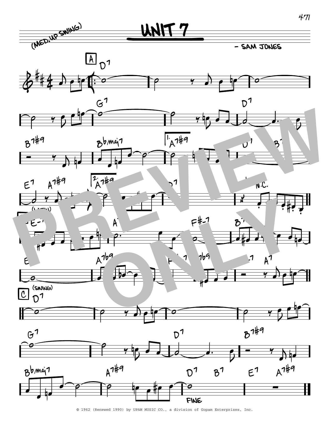 Sam Jones Unit 7 Sheet Music