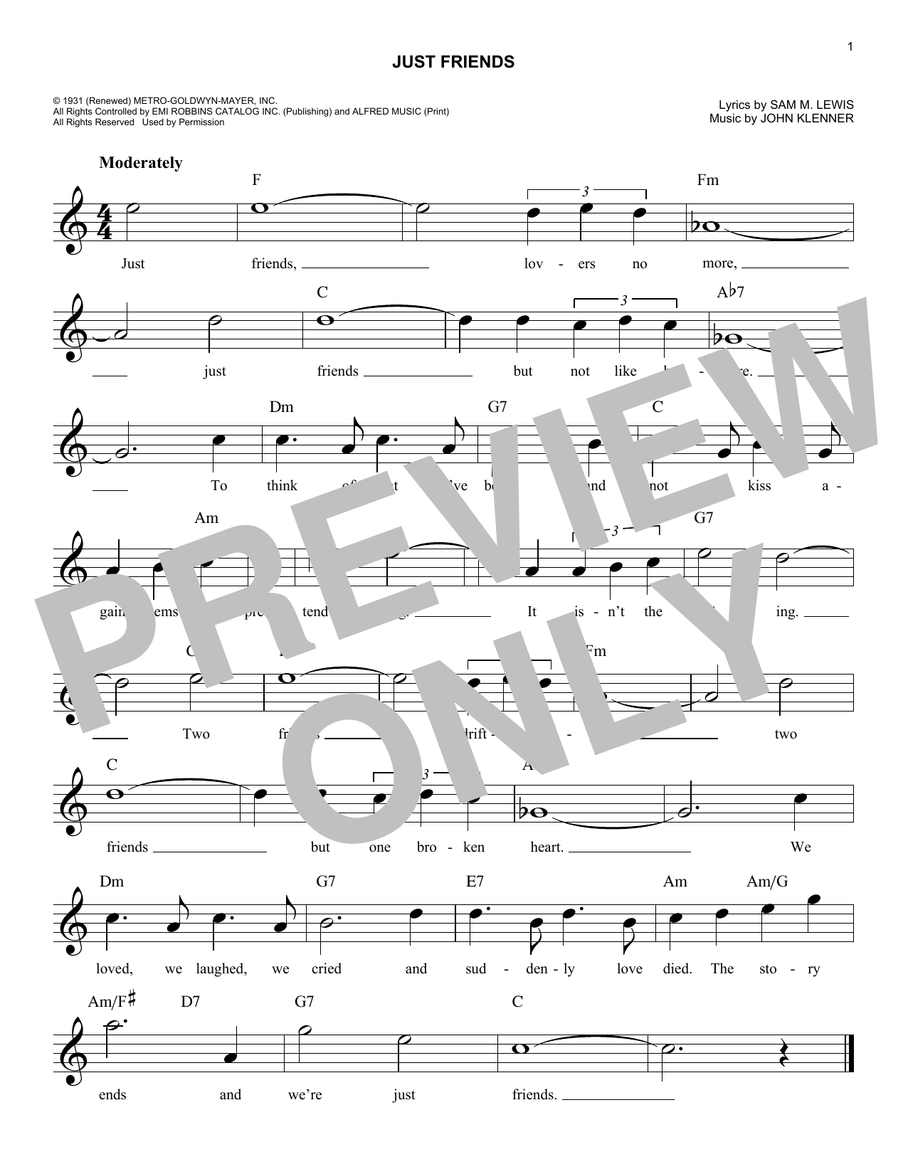 Sam M. Lewis Just Friends Sheet Music