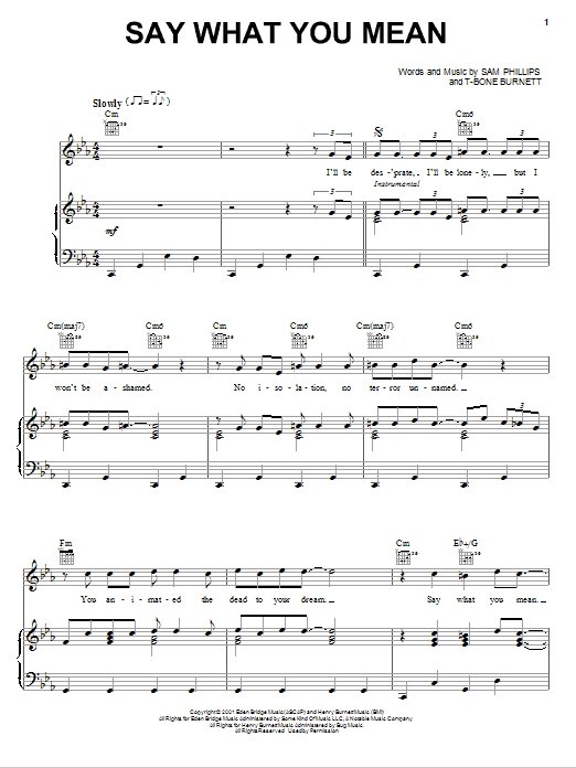 Sam Phillips Say What You Mean Sheet Music