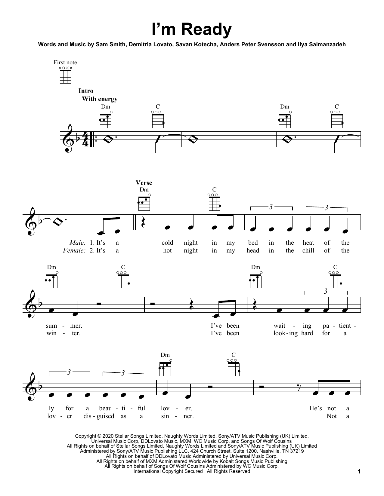Sam Smith & Demi Lovato I'm Ready Sheet Music