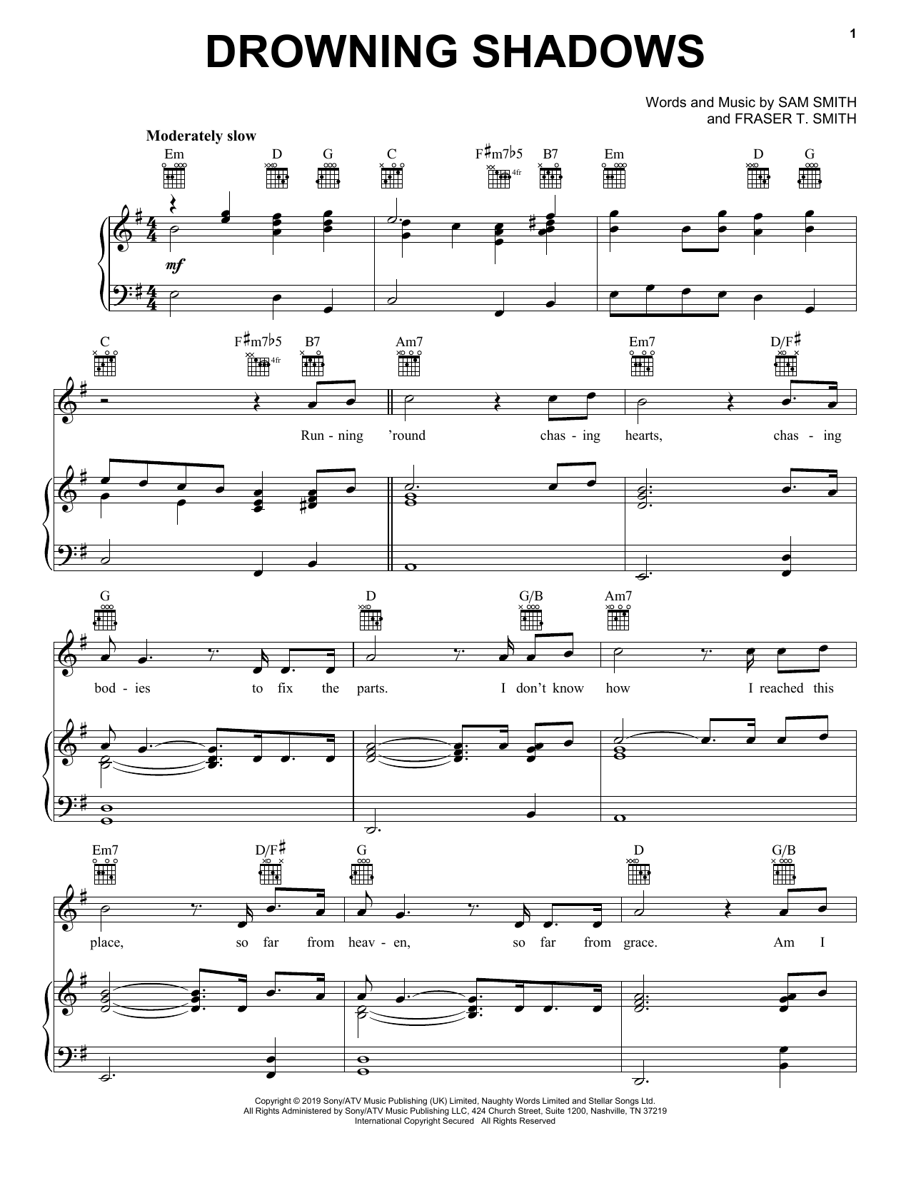 Sam Smith Drowning Shadows Sheet Music