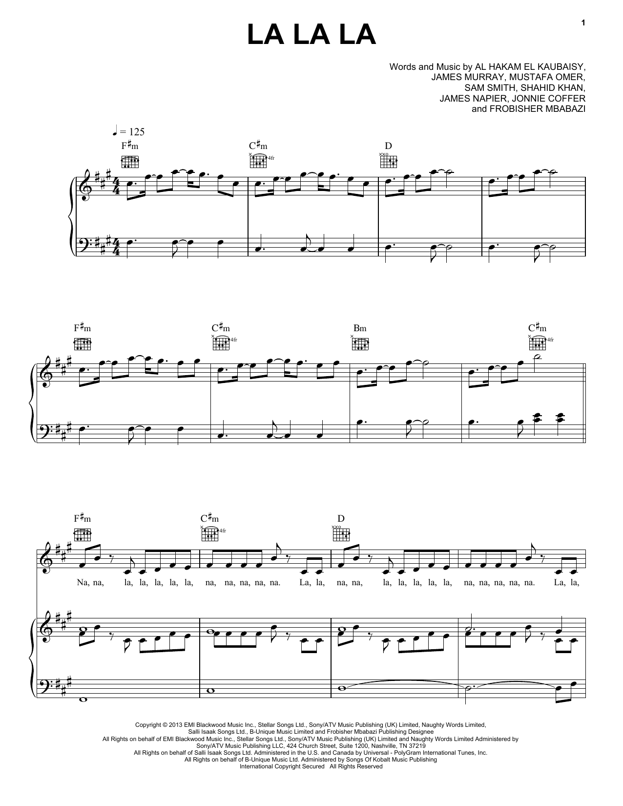 Sam Smith La La La Sheet Music