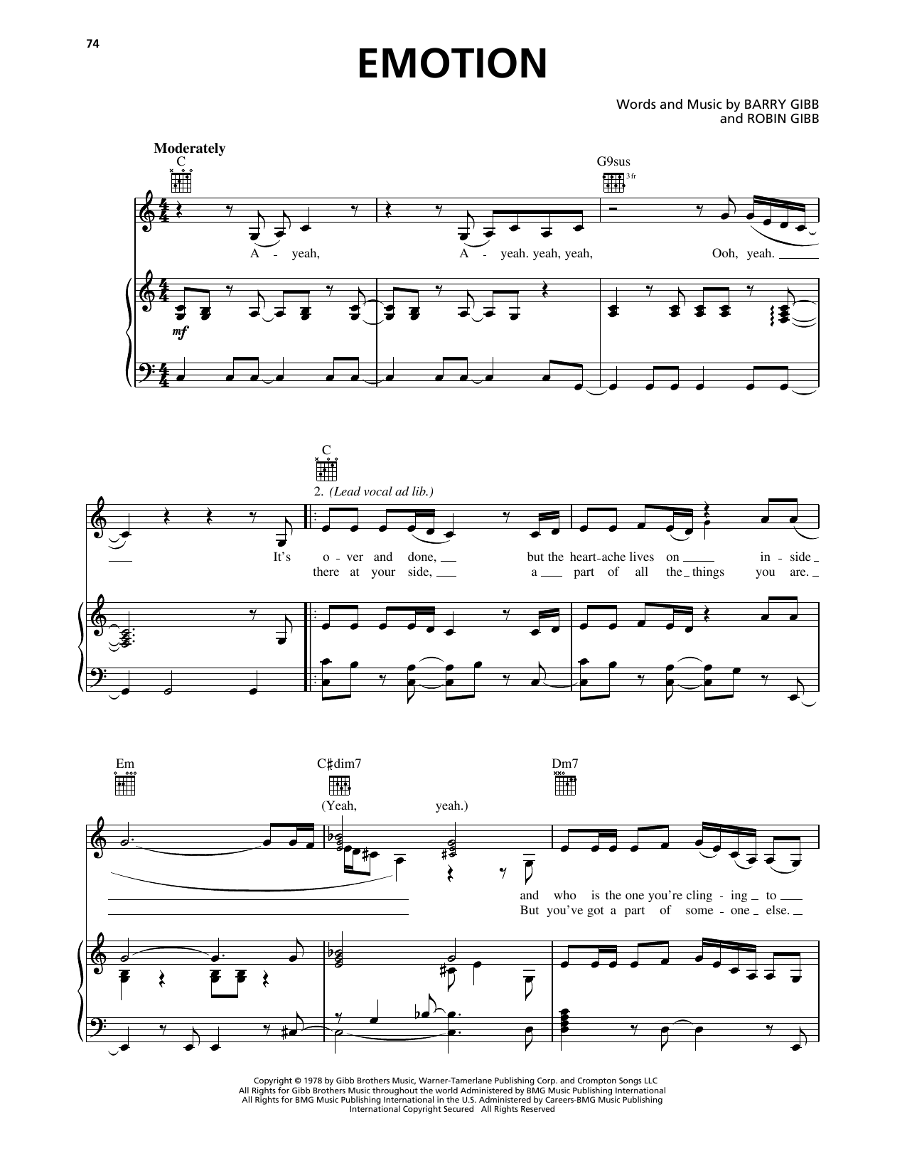 Samantha Sang Emotion Sheet Music