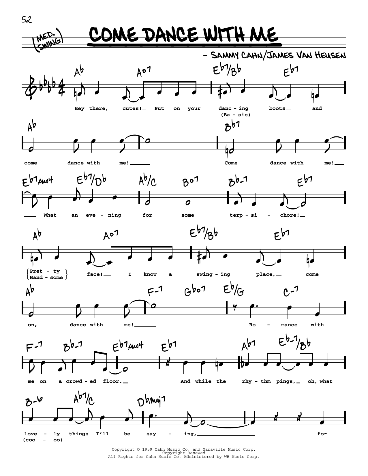Sammy Cahn Come Dance With Me (High Voice) Sheet Music