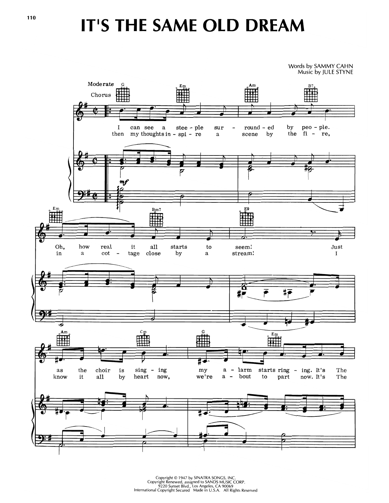 Sammy Cahn & Jule Styne It's The Same Old Dream Sheet Music