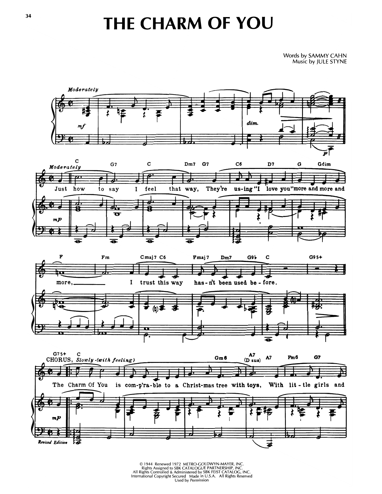 Sammy Cahn & Jule Styne The Charm Of You Sheet Music