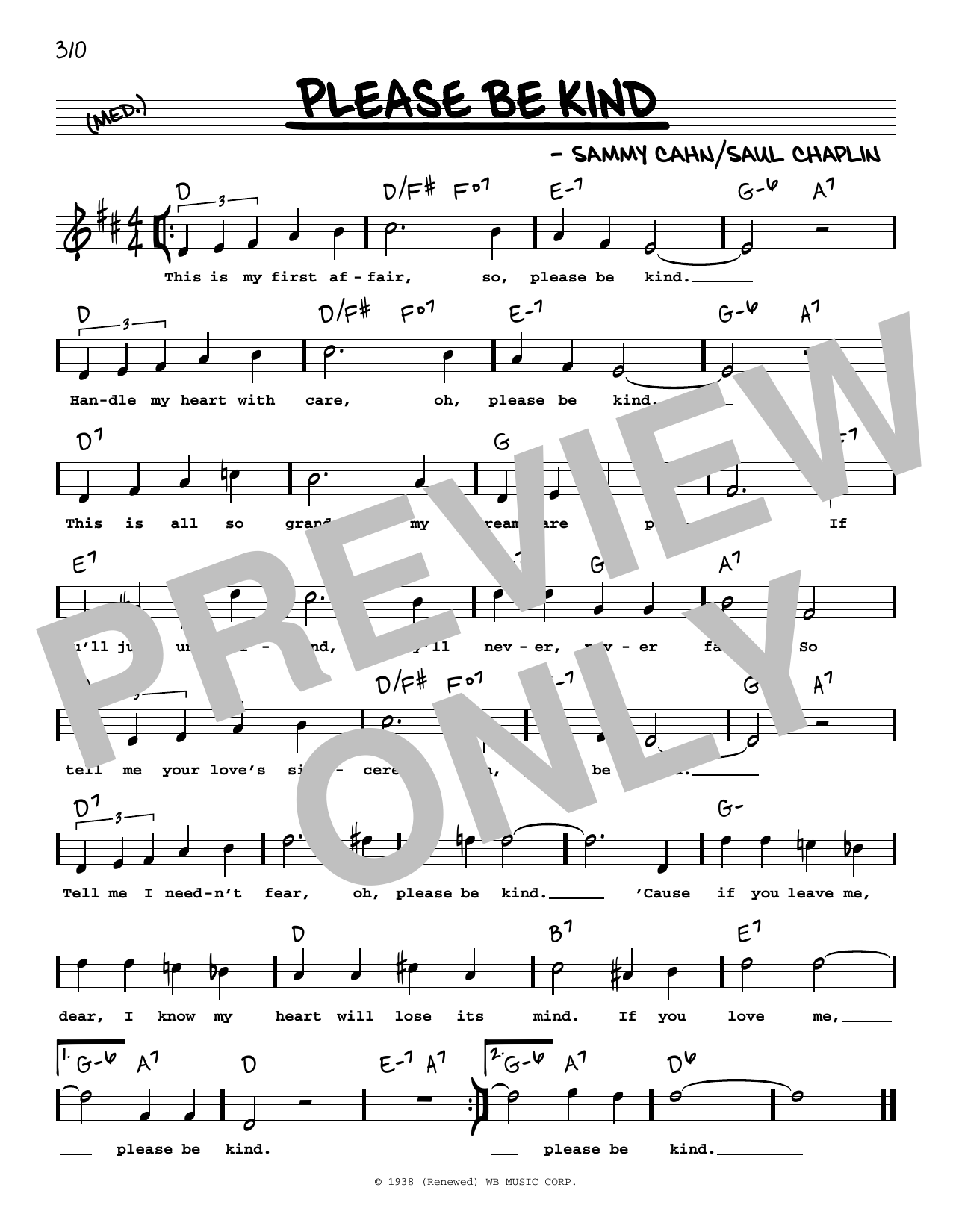 Sammy Cahn Please Be Kind (High Voice) Sheet Music