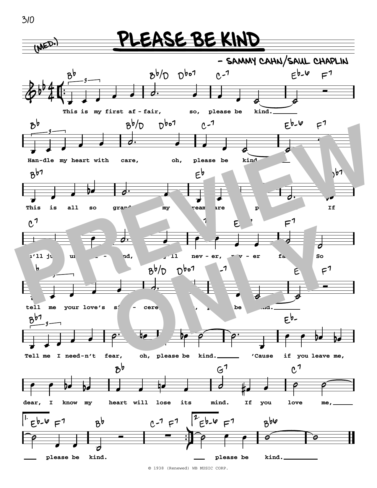 Sammy Cahn Please Be Kind (Low Voice) Sheet Music