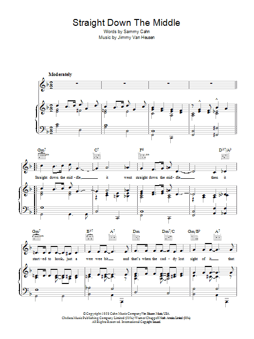 Sammy Cahn Straight Down The Middle Sheet Music
