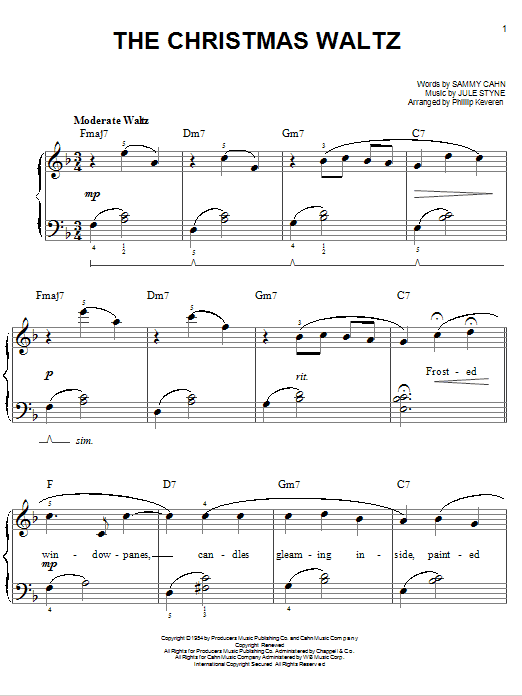 Sammy Cahn The Christmas Waltz (arr. Phillip Keveren) Sheet Music