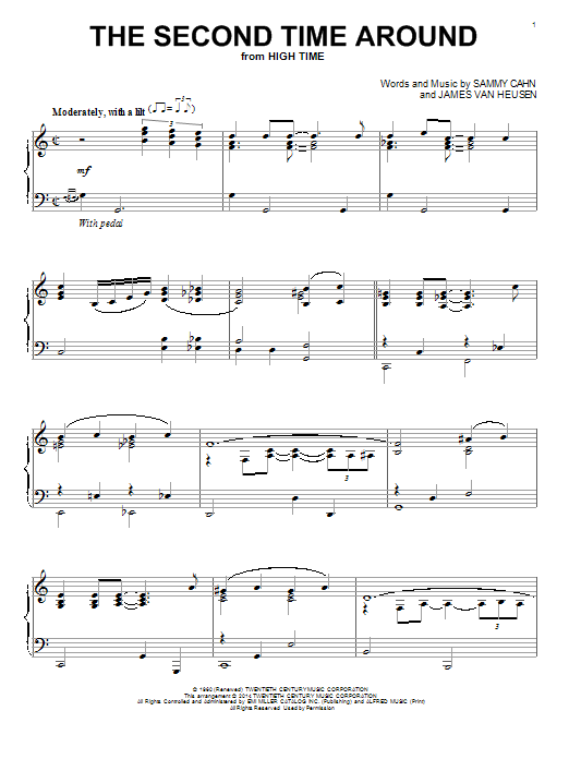 Sammy Cahn The Second Time Around Sheet Music