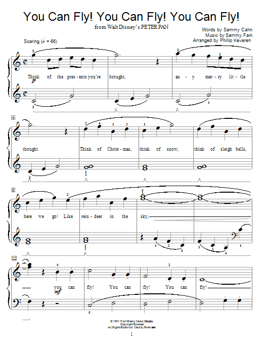 Sammy Cahn You Can Fly! You Can Fly! You Can Fly! (from Peter Pan) (arr. Phillip Keveren) Sheet Music