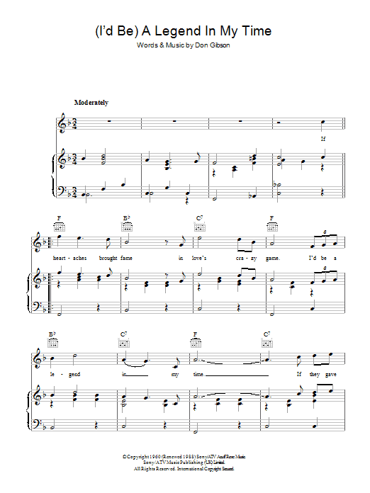 Sammy Davis Jr. (I'd Be) A Legend In My Time Sheet Music