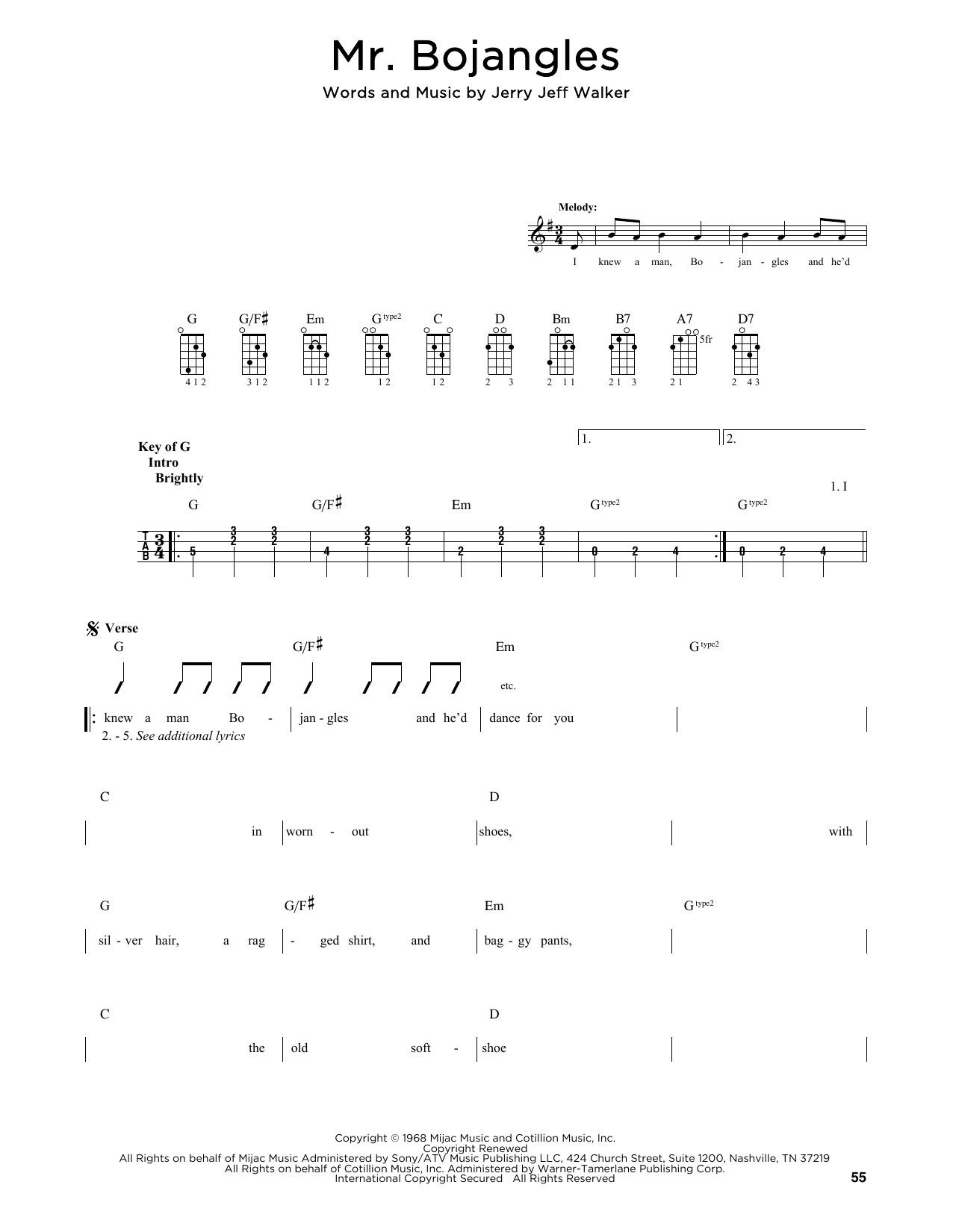 Sammy Davis Jr. Mr. Bojangles (arr. Fred Sokolow) Sheet Music