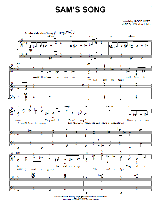 Sammy Davis, Jr. Sam's Song Sheet Music