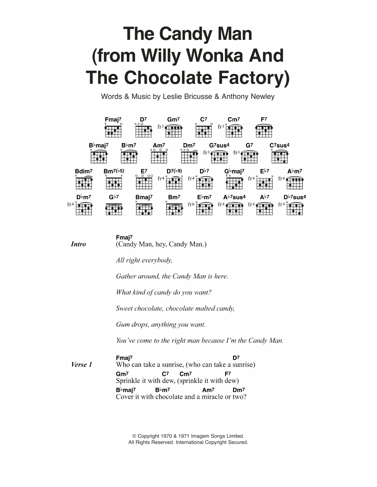 Sammy Davis Jr. The Candy Man (from Willy Wonka And The Chocolate Factory) Sheet Music