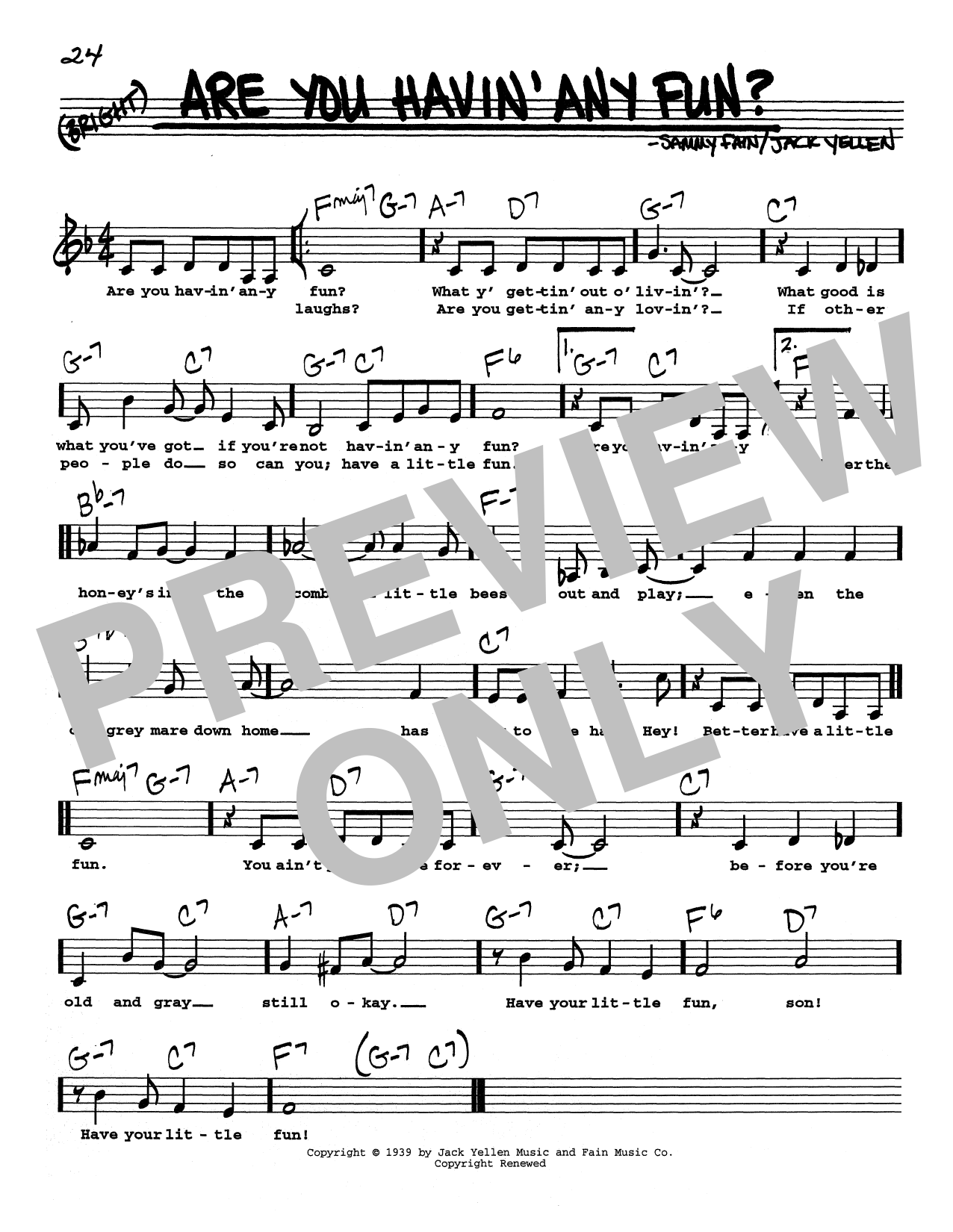 Sammy Fain Are You Havin' Any Fun? (Low Voice) Sheet Music