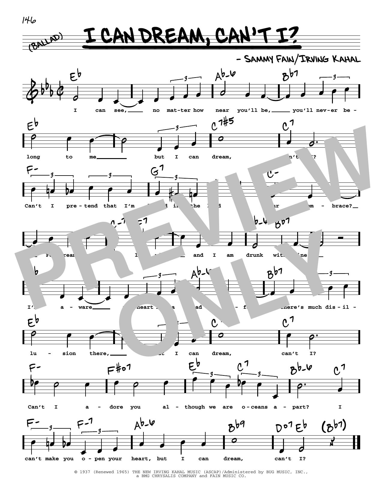 Sammy Fain I Can Dream, Can't I? (High Voice) (from Right This Way) Sheet Music