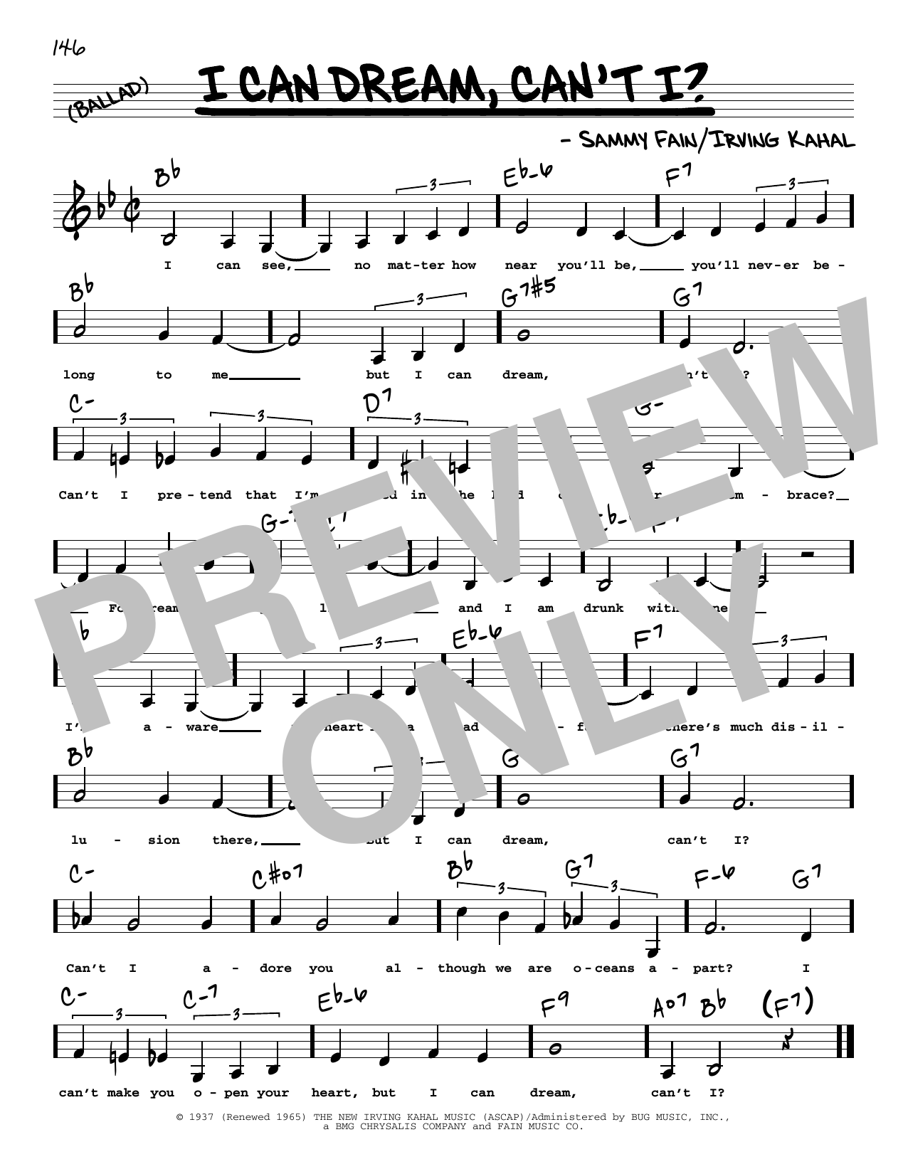 Sammy Fain I Can Dream, Can't I? (Low Voice) Sheet Music
