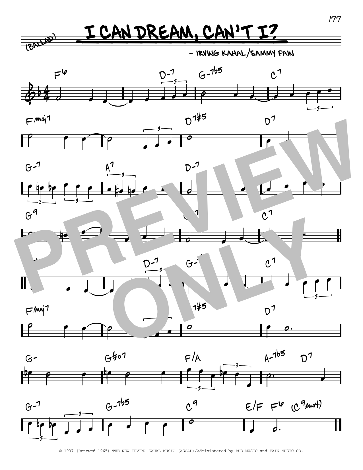 Sammy Fain I Can Dream, Can't I? Sheet Music