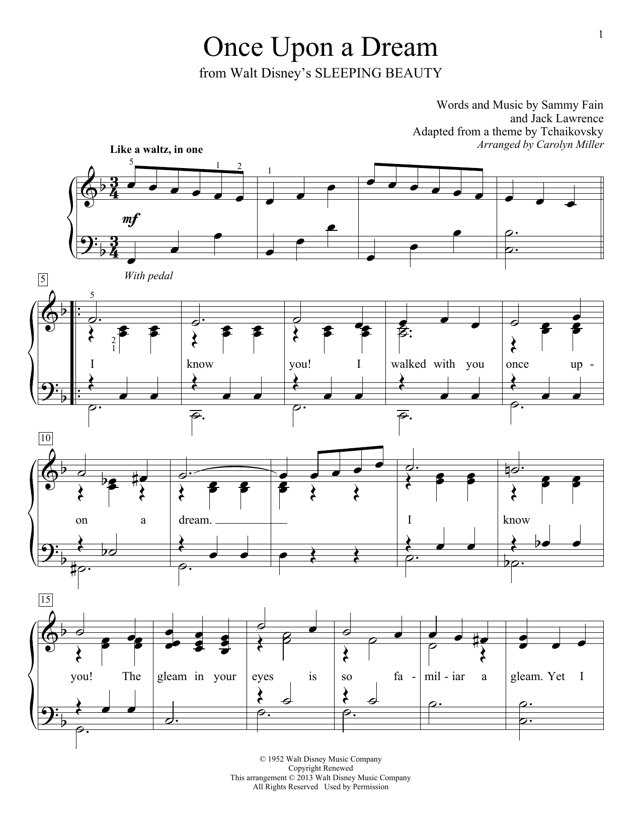 Sammy Fain Once Upon A Dream (arr. Carolyn Miller) Sheet Music