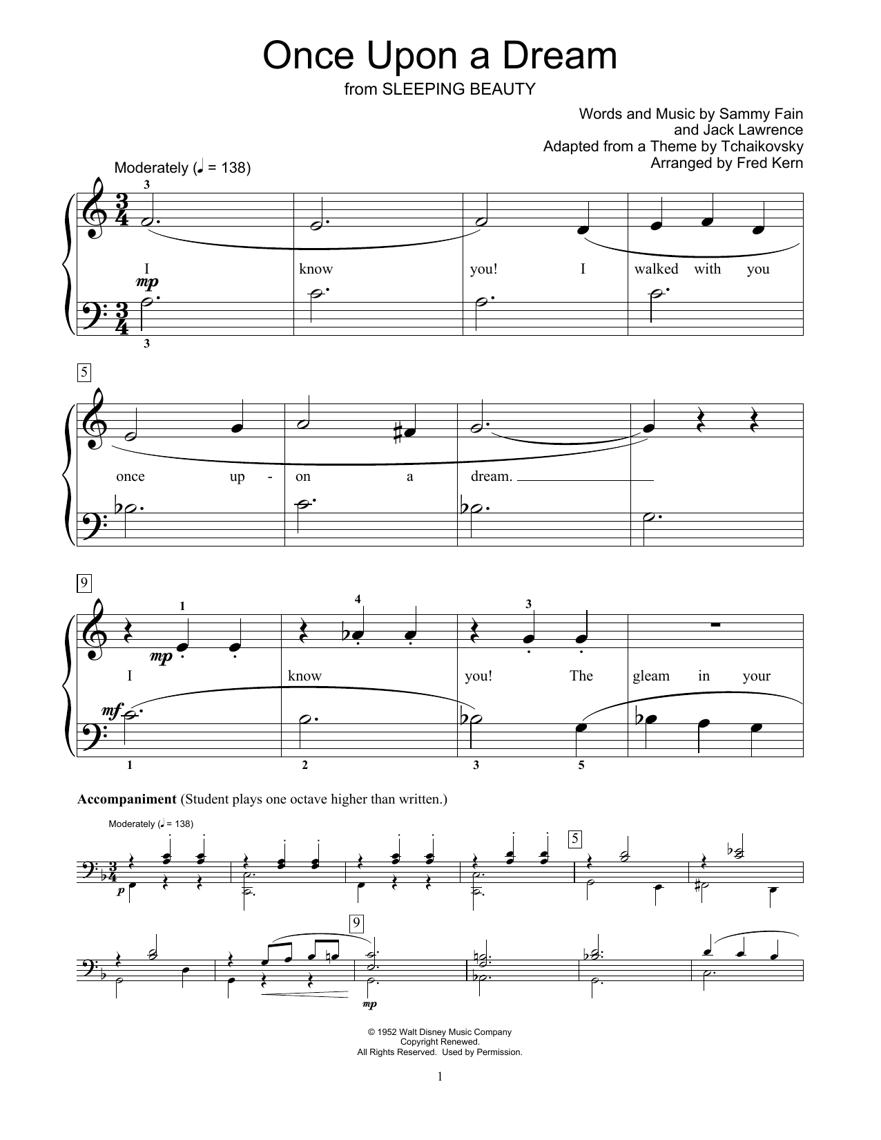 Sammy Fain Once Upon A Dream (from Sleeping Beauty) (arr. Fred Kern) Sheet Music