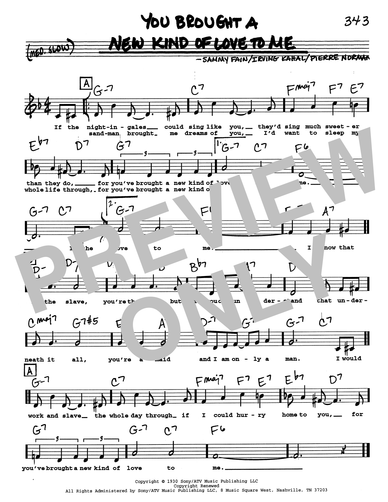 Sammy Fain You Brought A New Kind Of Love To Me (Low Voice) Sheet Music