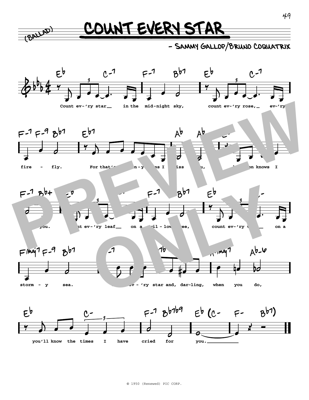 Sammy Gallop Count Every Star (Low Voice) Sheet Music