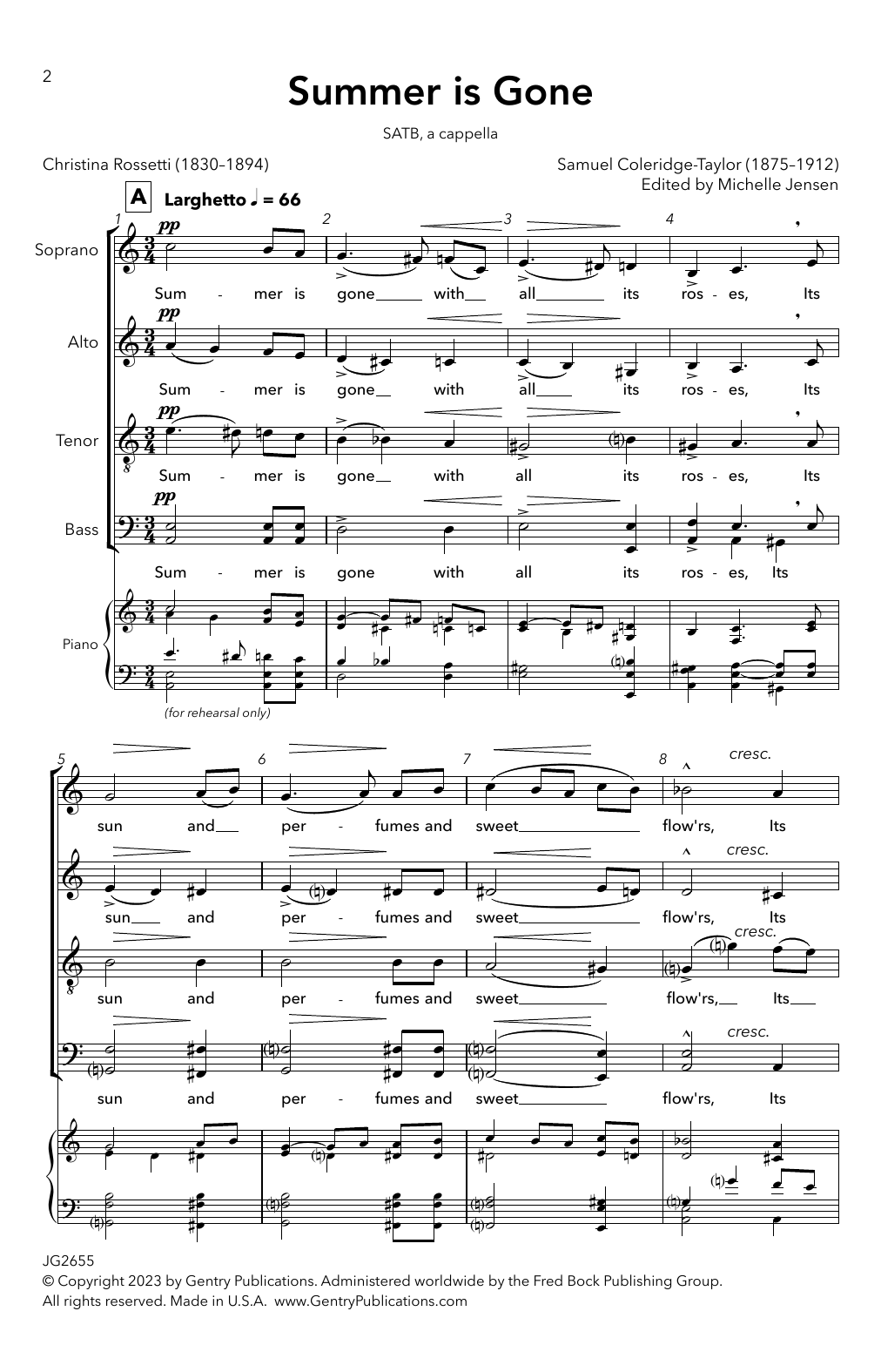 Samuel Coleridge-Taylor Summer Is Gone Sheet Music