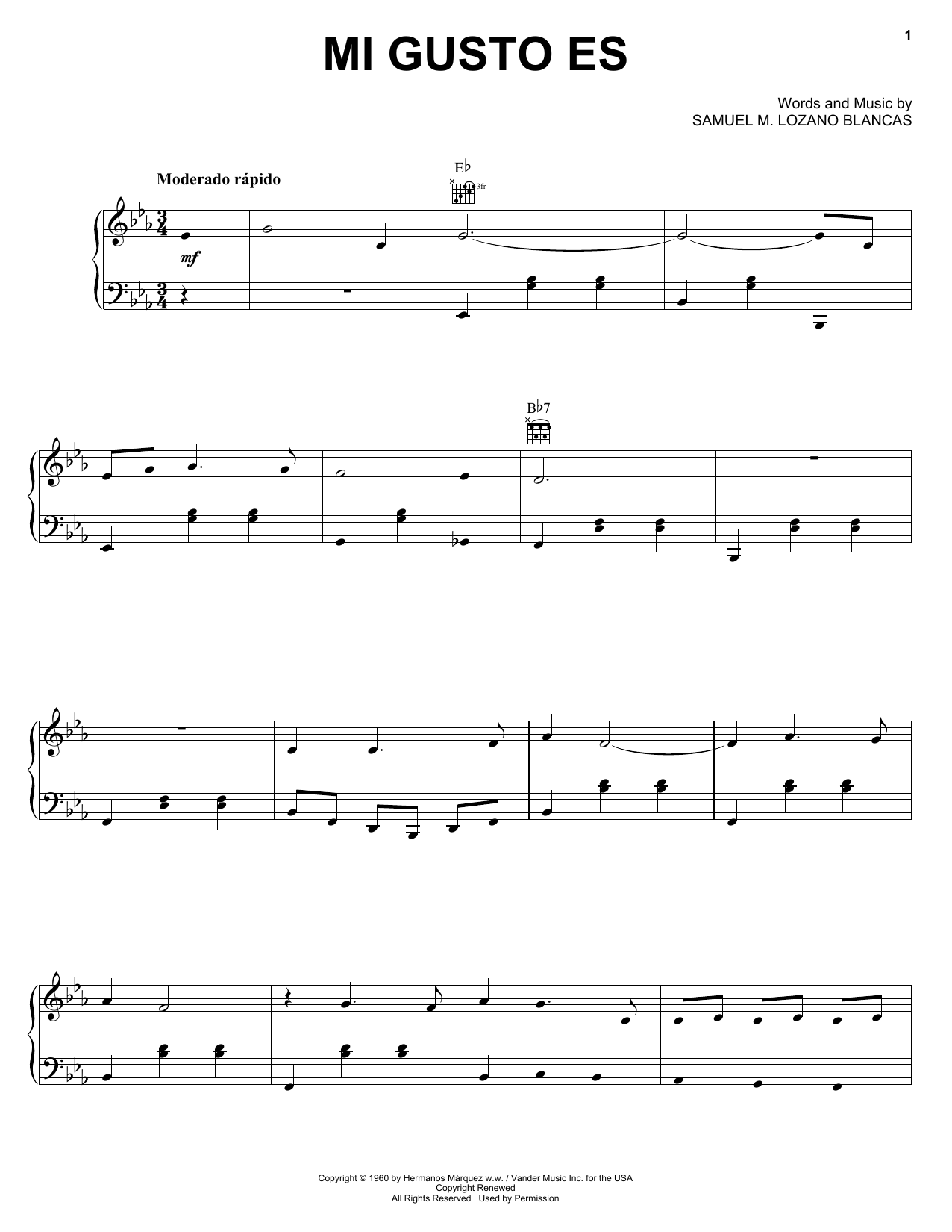 Samuel M. Lozano Blancas Mi Gusto Es Sheet Music