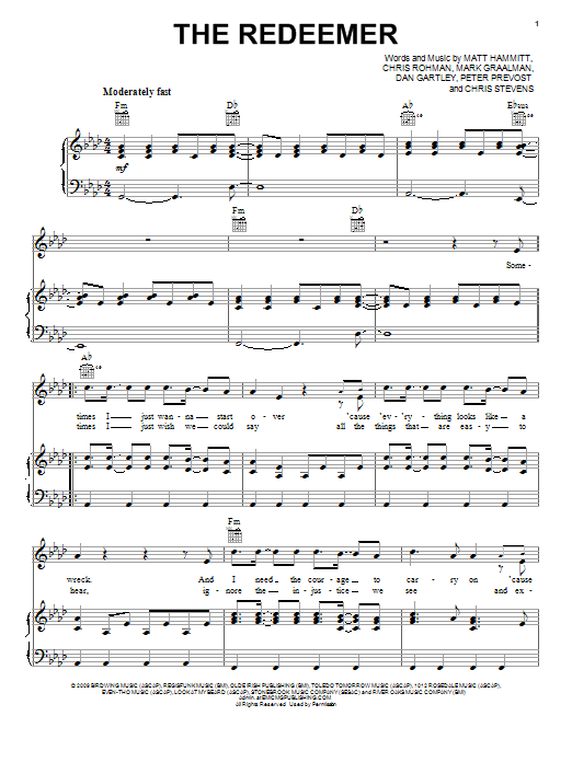 Sanctus Real The Redeemer Sheet Music
