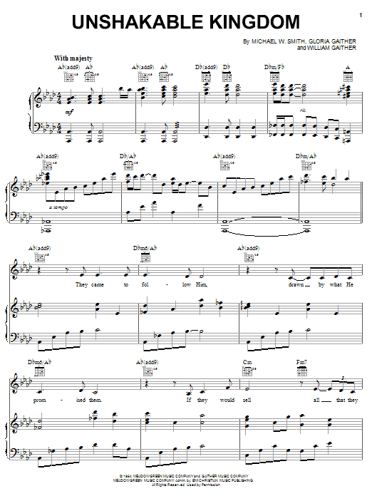 Sandi Patty Unshakable Kingdom Sheet Music