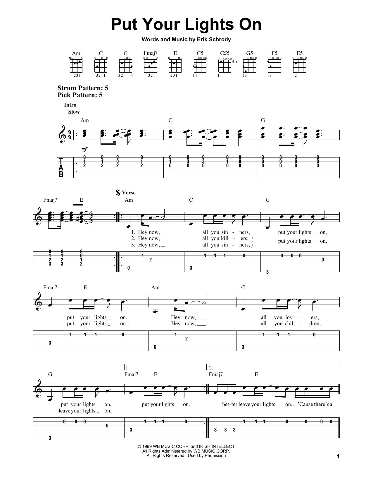 Santana featuring Everlast Put Your Lights On Sheet Music