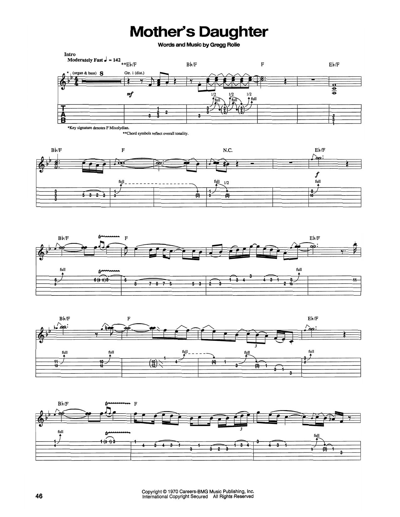 Santana Mother's Daughter Sheet Music