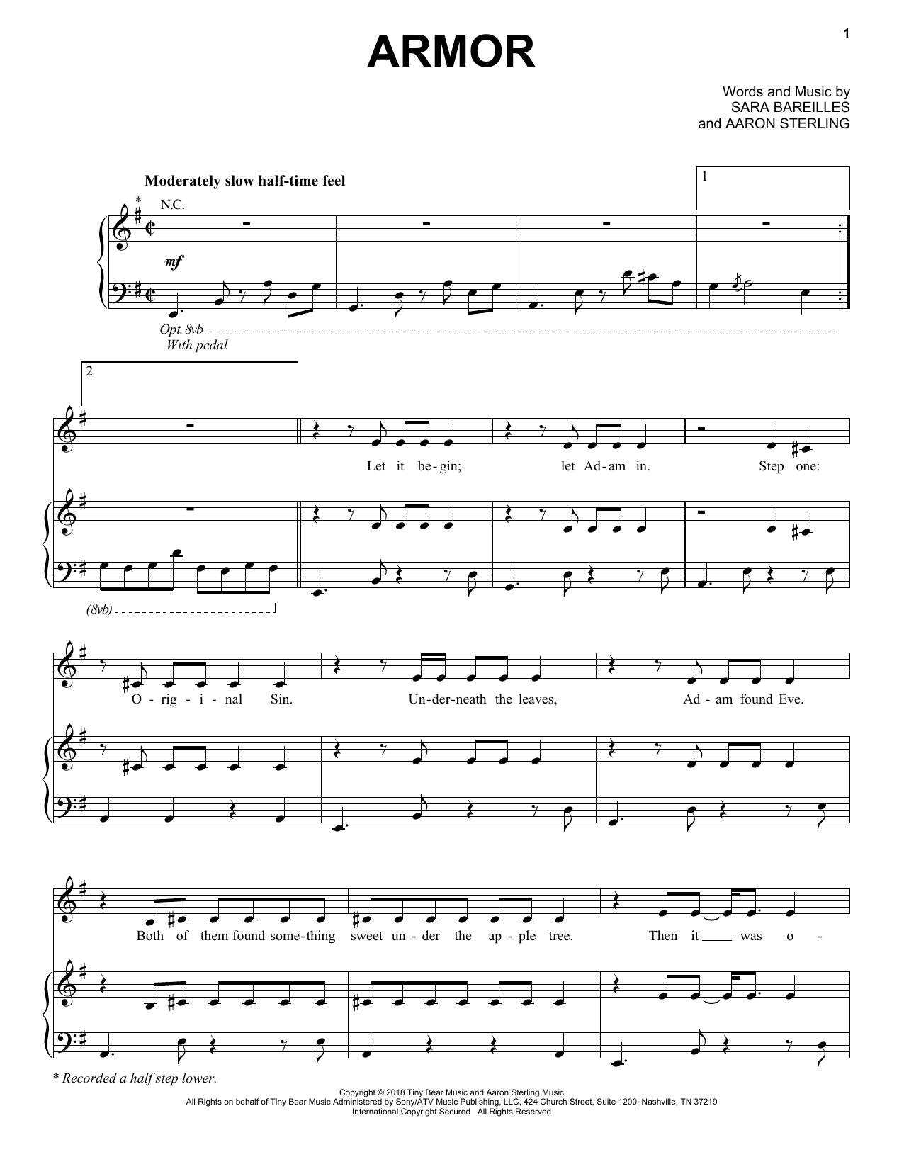 Sara Bareilles Armor Sheet Music