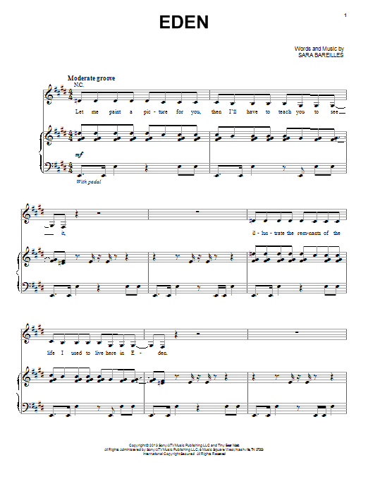 Sara Bareilles Eden Sheet Music