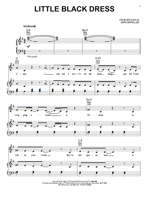 Sara Bareilles Little Black Dress Sheet Music