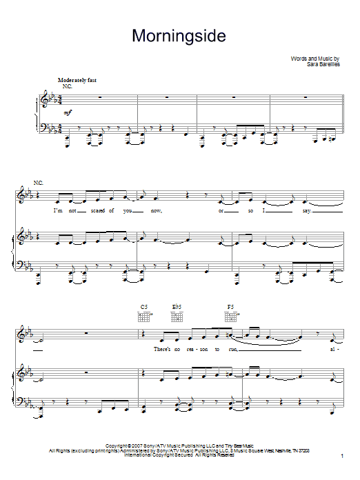 Sara Bareilles Morningside Sheet Music