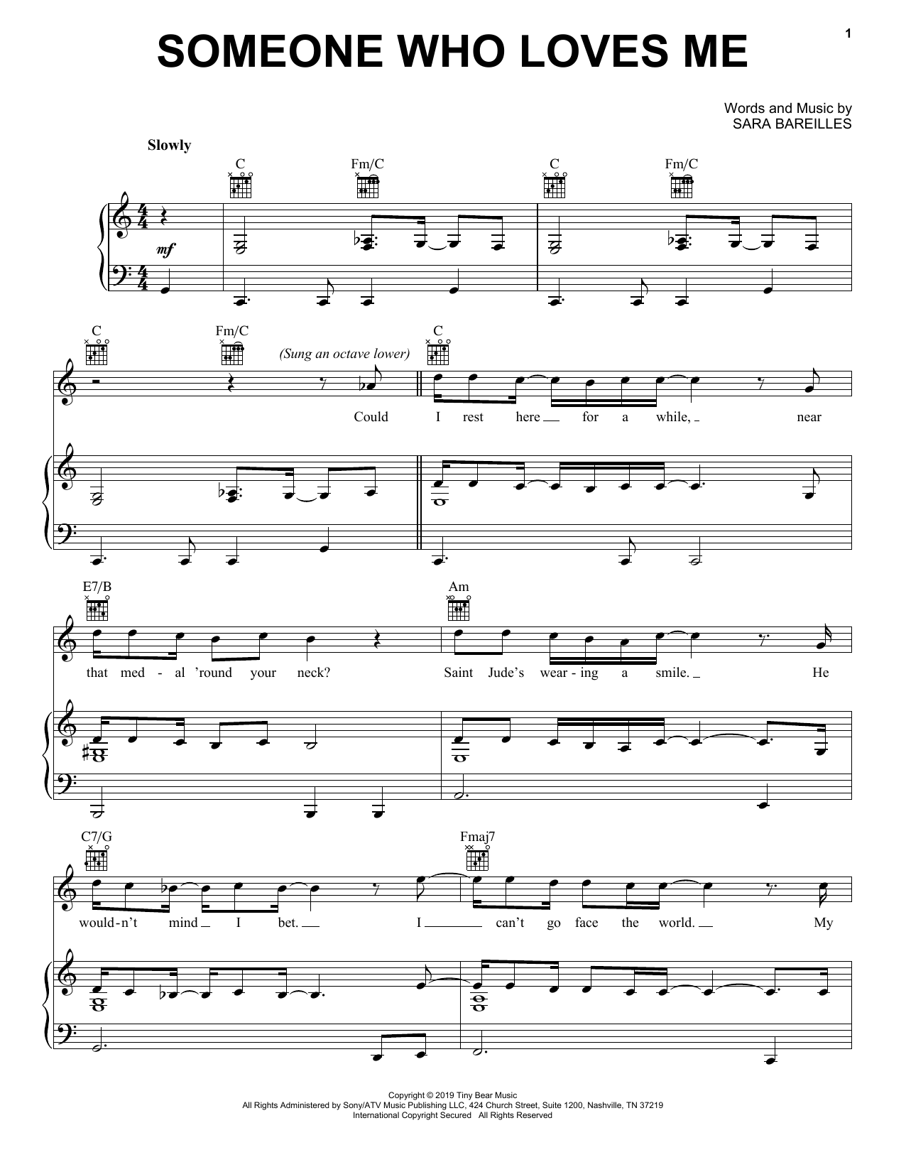 Sara Bareilles Someone Who Loves Me Sheet Music