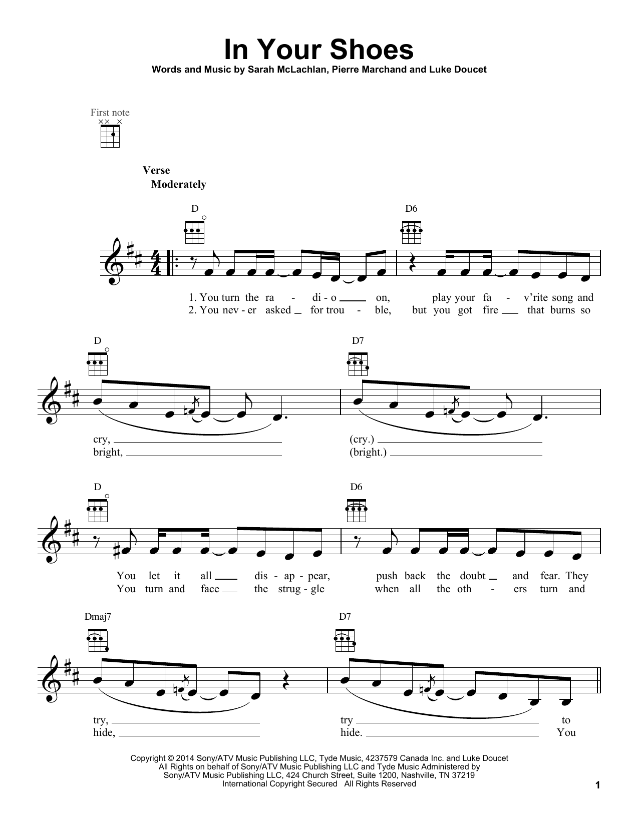Sarah McLachlan In Your Shoes Sheet Music