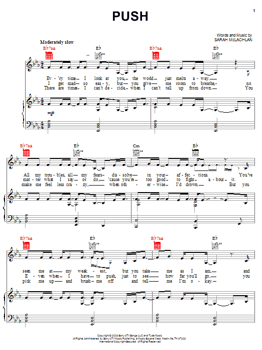 Sarah McLachlan Push Sheet Music