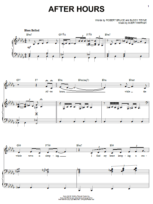 Sarah Vaughan After Hours Sheet Music