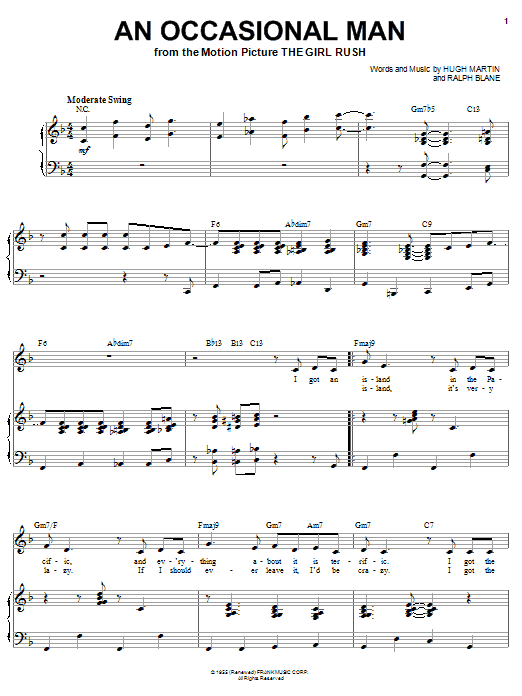 Sarah Vaughan An Occasional Man Sheet Music