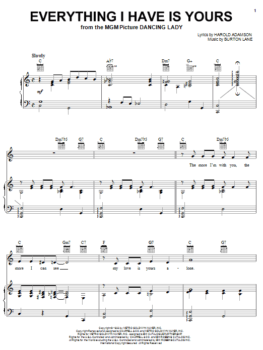 Sarah Vaughan Everything I Have Is Yours Sheet Music