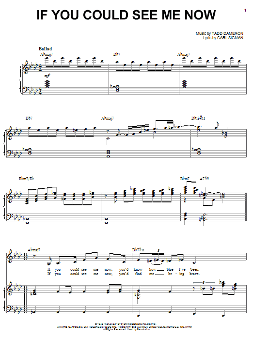 Sarah Vaughan If You Could See Me Now Sheet Music