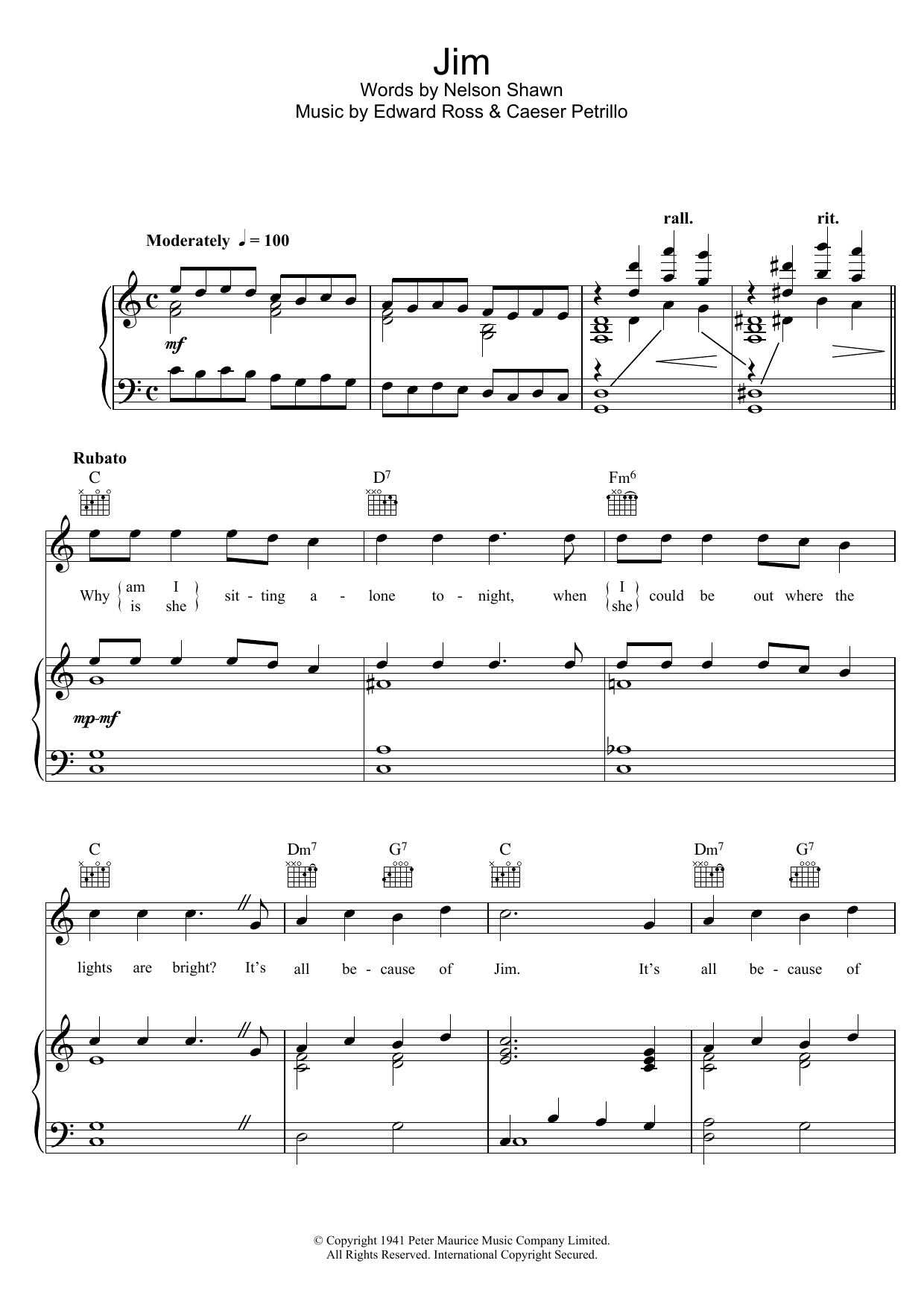 Sarah Vaughan Jim Sheet Music