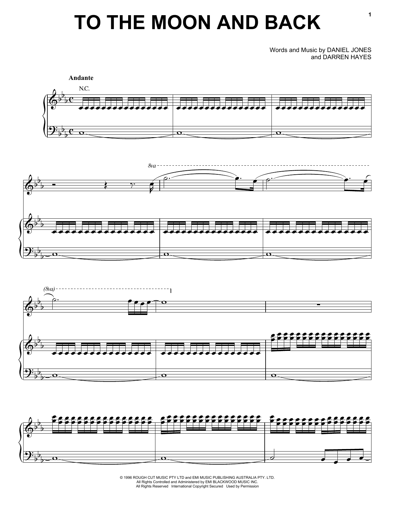 Savage Garden To The Moon & Back Sheet Music