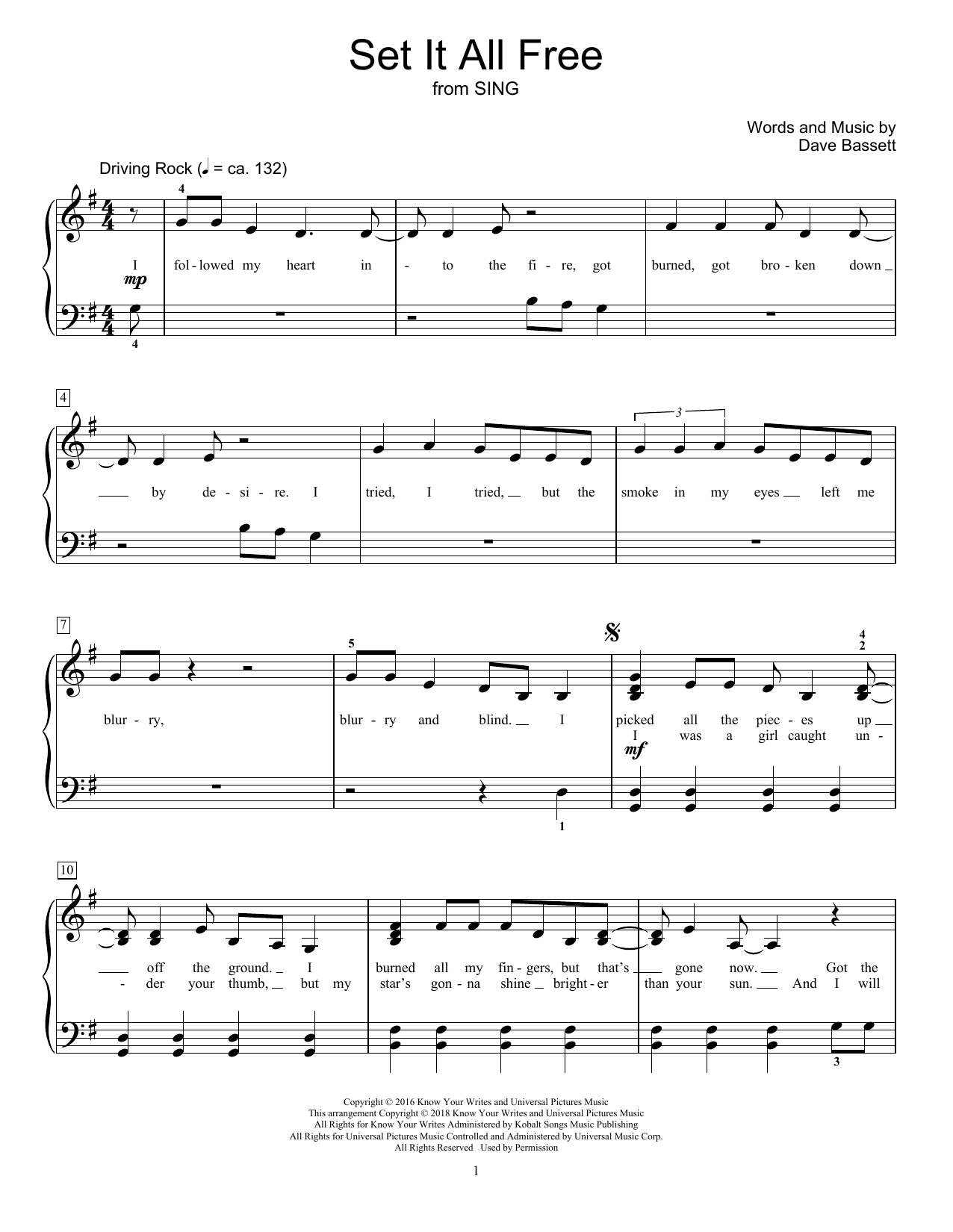 Scarlett Johansson Set It All Free (from Sing) (arr. Mona Rejino) Sheet Music