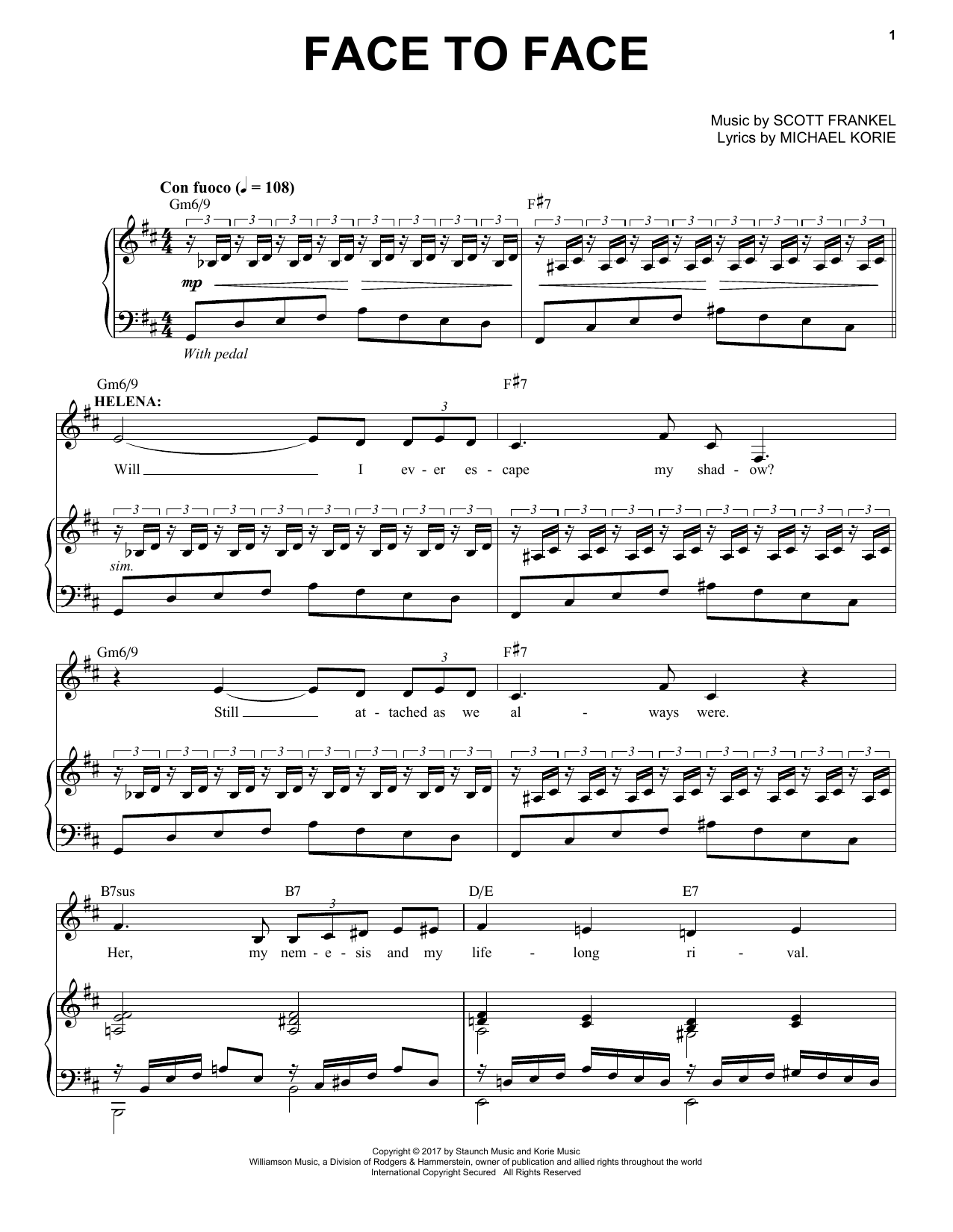 Scott Frankel & Michael Korie Face To Face Sheet Music