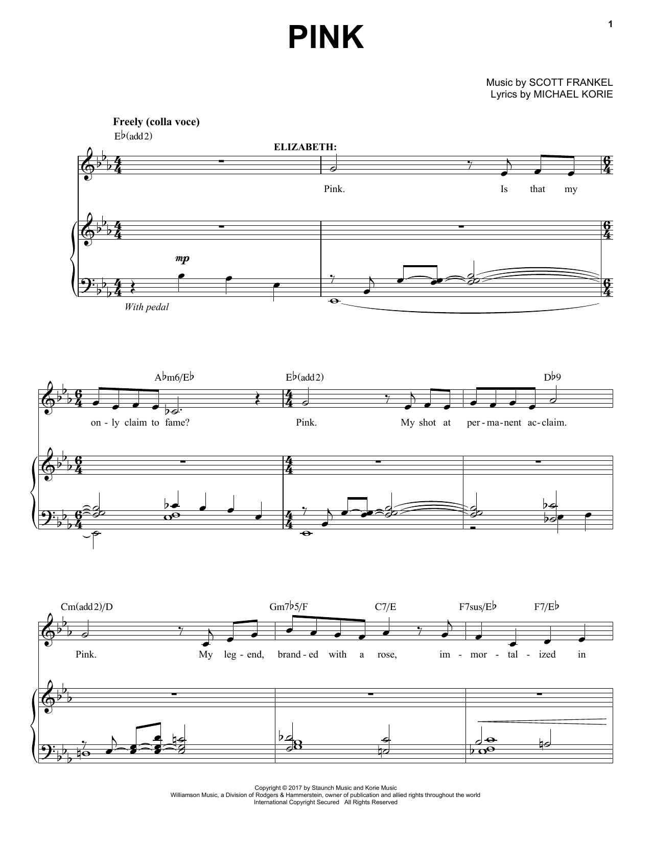 Scott Frankel & Michael Korie Pink Sheet Music